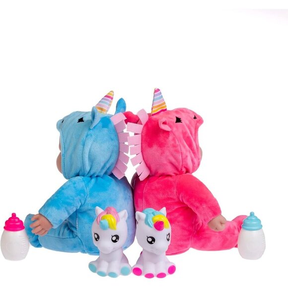 🆕12Inch Unicorn Twins Newborn Dolls with Soft Cloth Body Brown Skin Twins - Picture 4 of 8